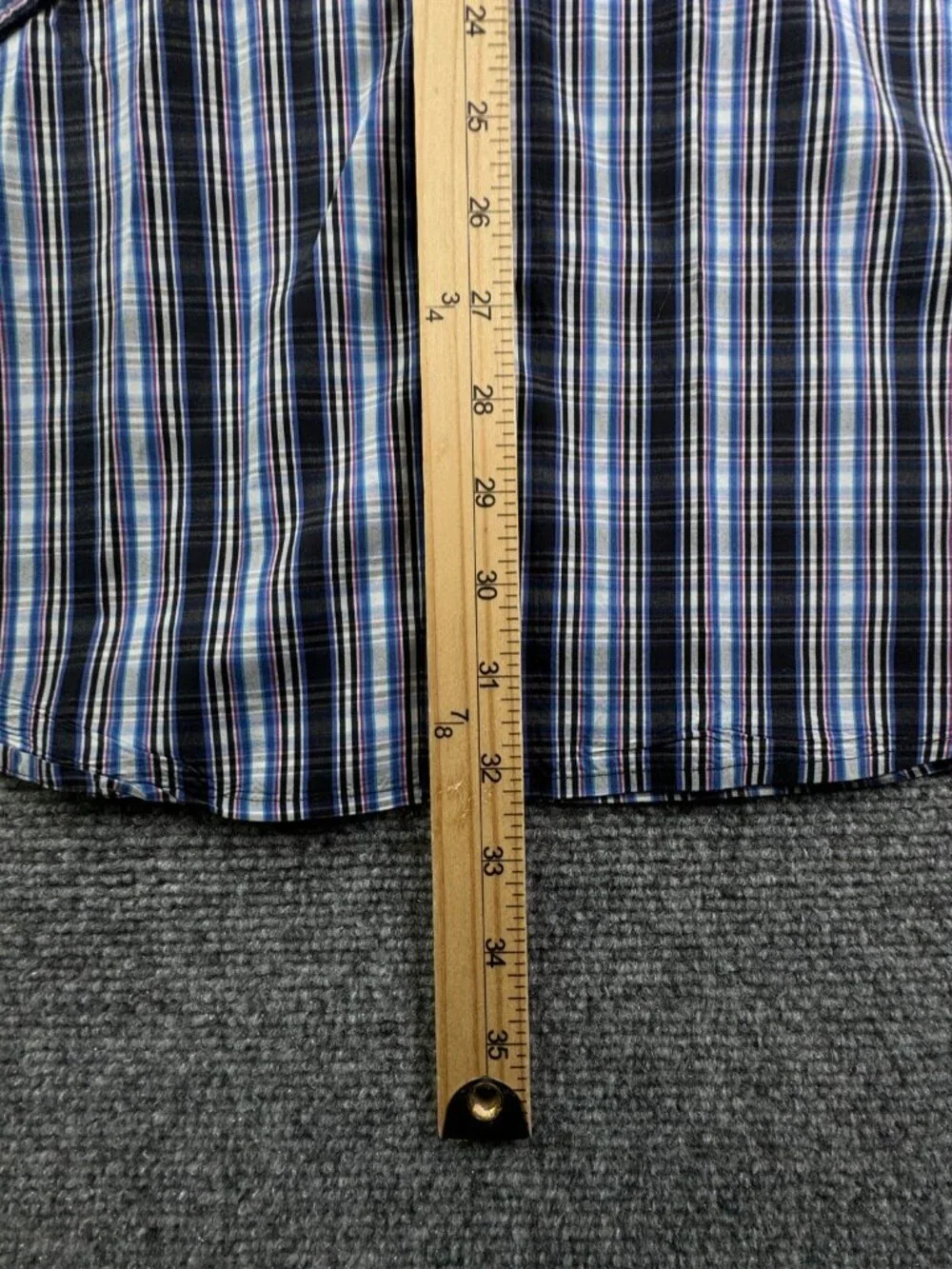 Peter Millar Seaside Finish Long Sleeve Button Up Shirt Plaid Blue Large Cotton